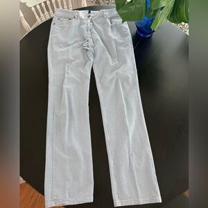 Faconnable Seersucker Stripped Blue and White Straight Leg Pants